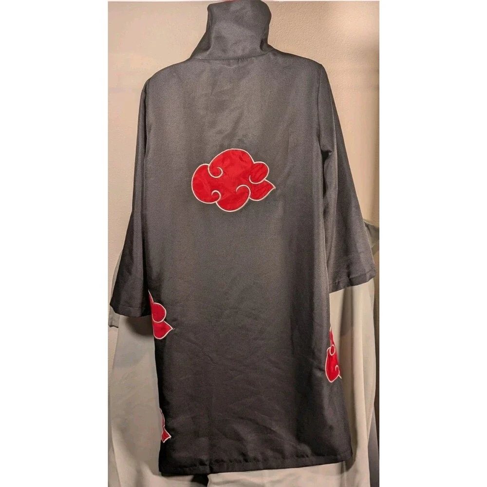 Naruto Shippuden Akatsuki Full Length Cosplay Cloak Robe Black Red XL